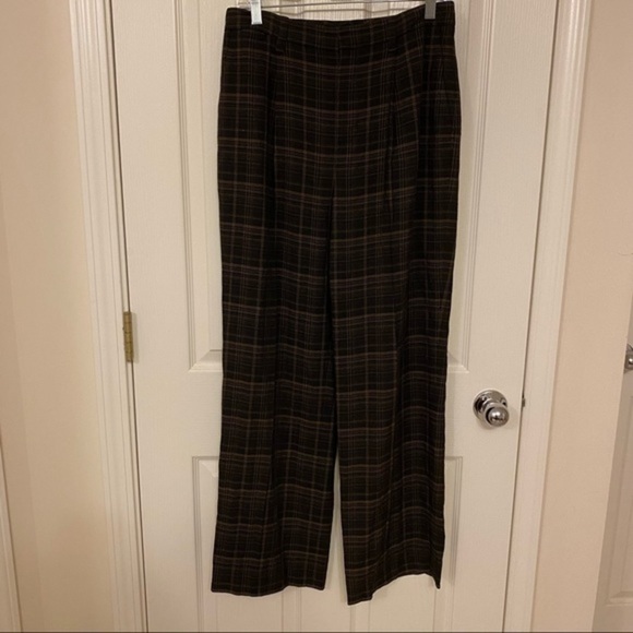VINCE Classic Plaid Print Trousers in Black Size 8 - Picture 4 of 11